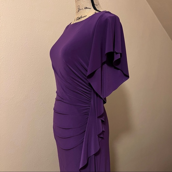 NWT LAUREN by Ralph Lauren Purple One-Shouldered Form-Fitting Dress Size 4 - Picture 2 of 5